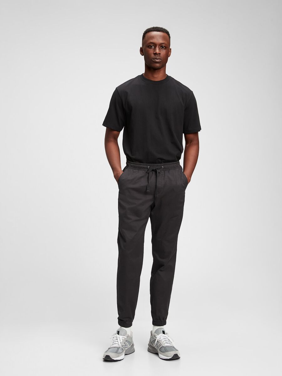 Joggers in cotone stretch con coulisse_0