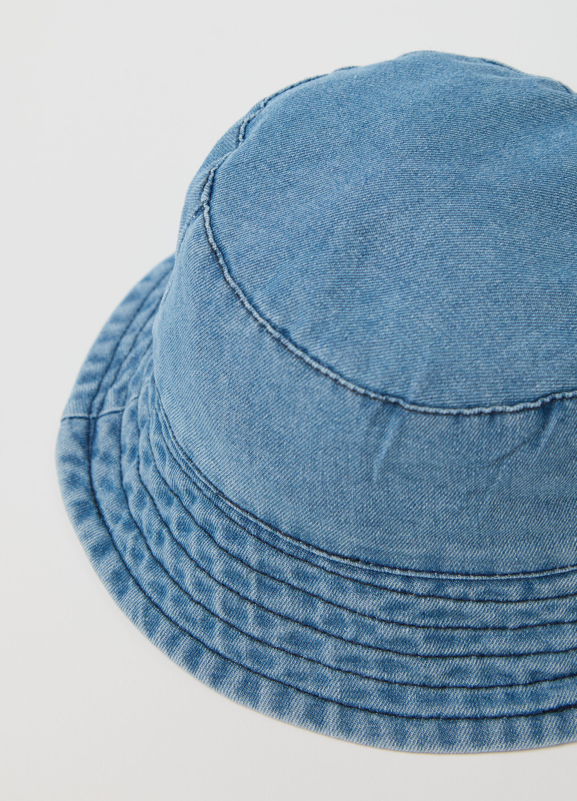 Denim hat with Minnie and Mickey Mouse embroidery