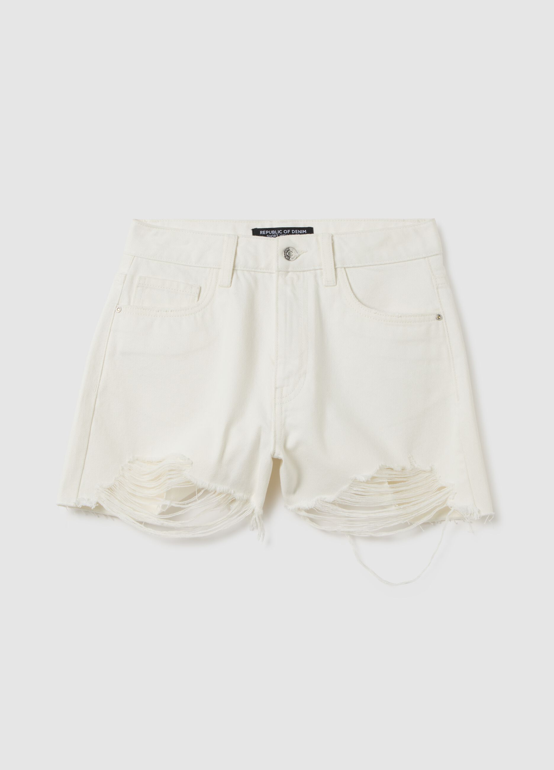 Shorts da donna in puro cotone bianco regular fit