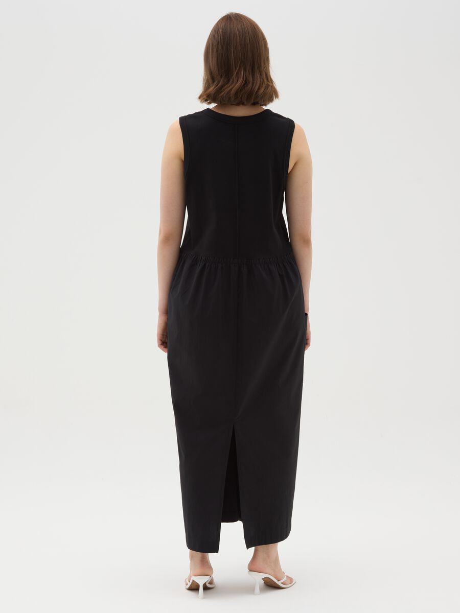 Women's long black cotton dress regular fit_3