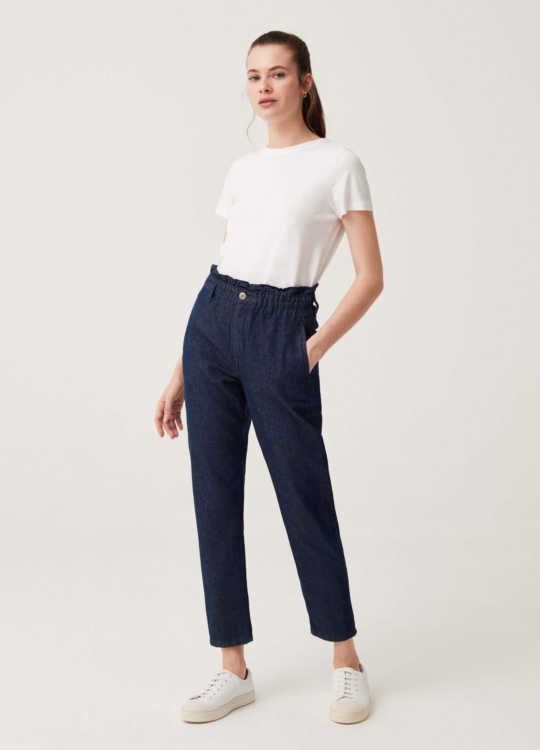 Jeans slouchy in cotone_0