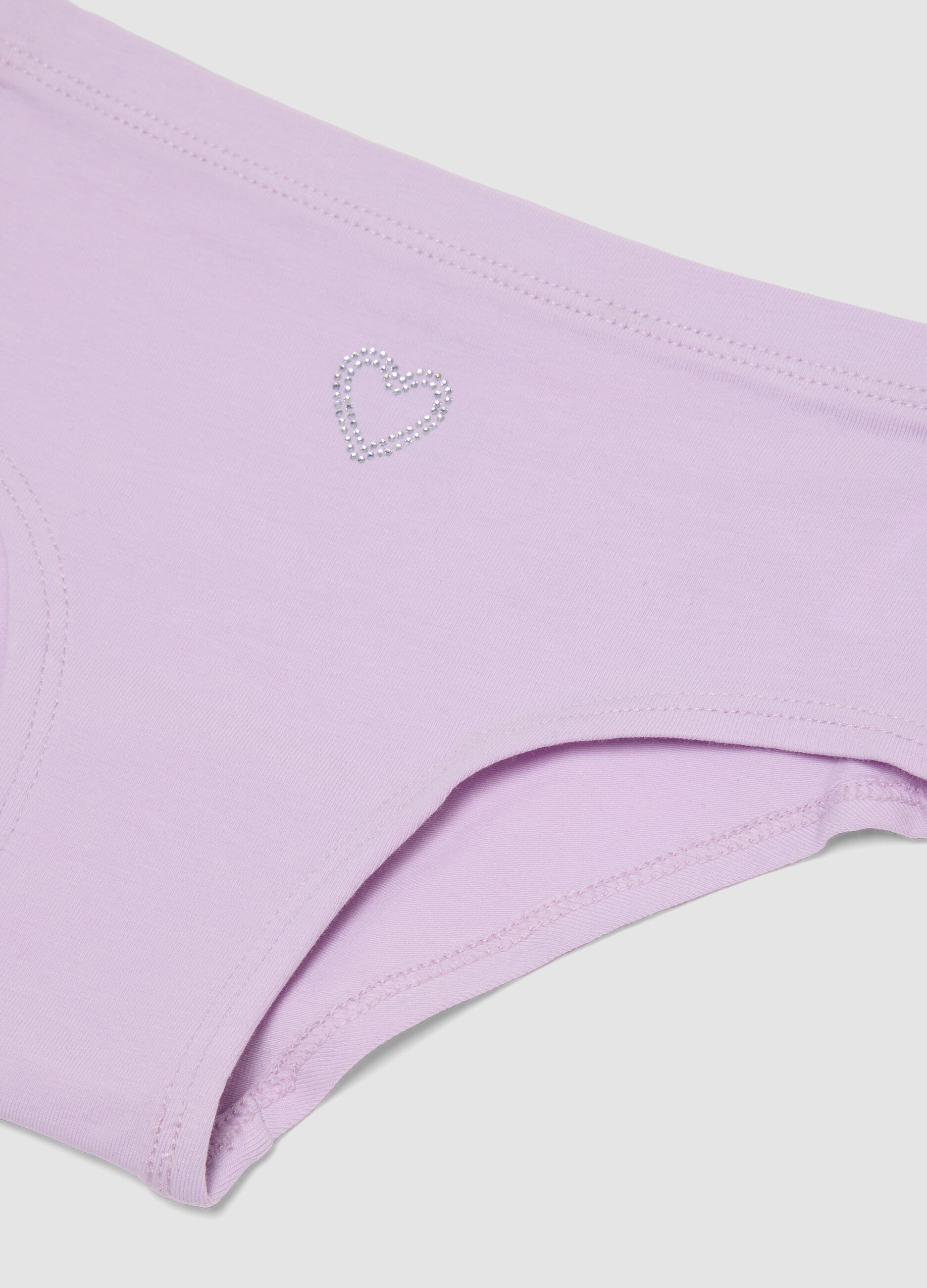 Girls&rsquo; purple stretch organic cotton briefs with star detail
