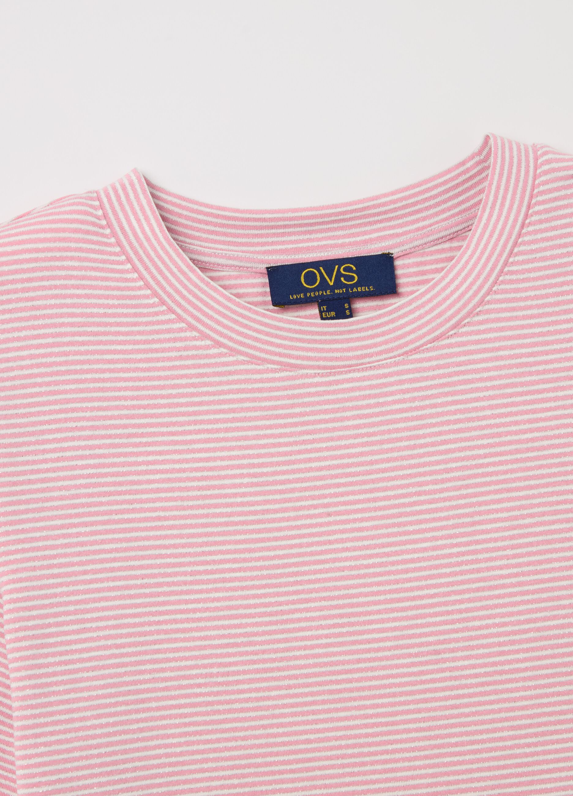 T-shirt with horizontal stripes and lurex