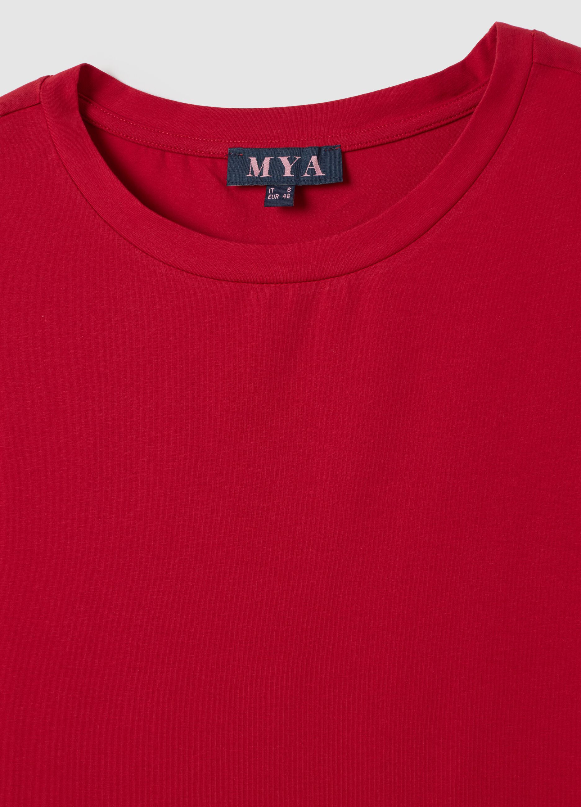 Women's long red cotton dress with regular fit