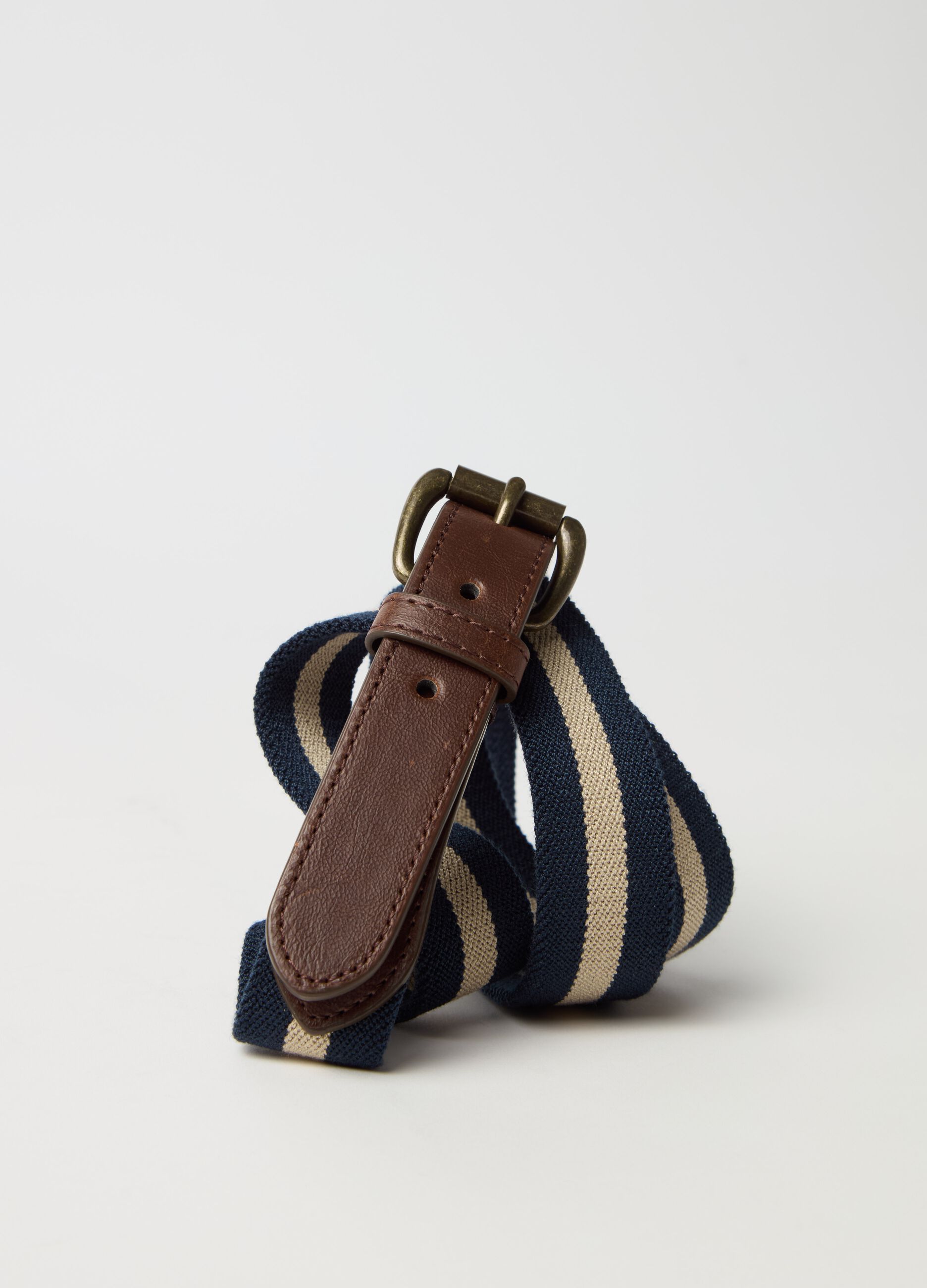 Belt with striped fabric