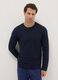 Blue crew neck long sleeve pyjamas in pure cotton regular fit_1
