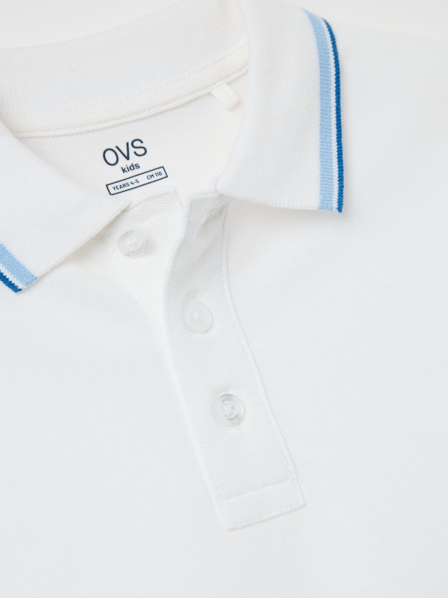 Cotton polo shirt with striped trims_3