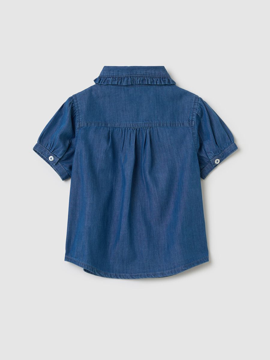 Short-sleeved denim shirt_1