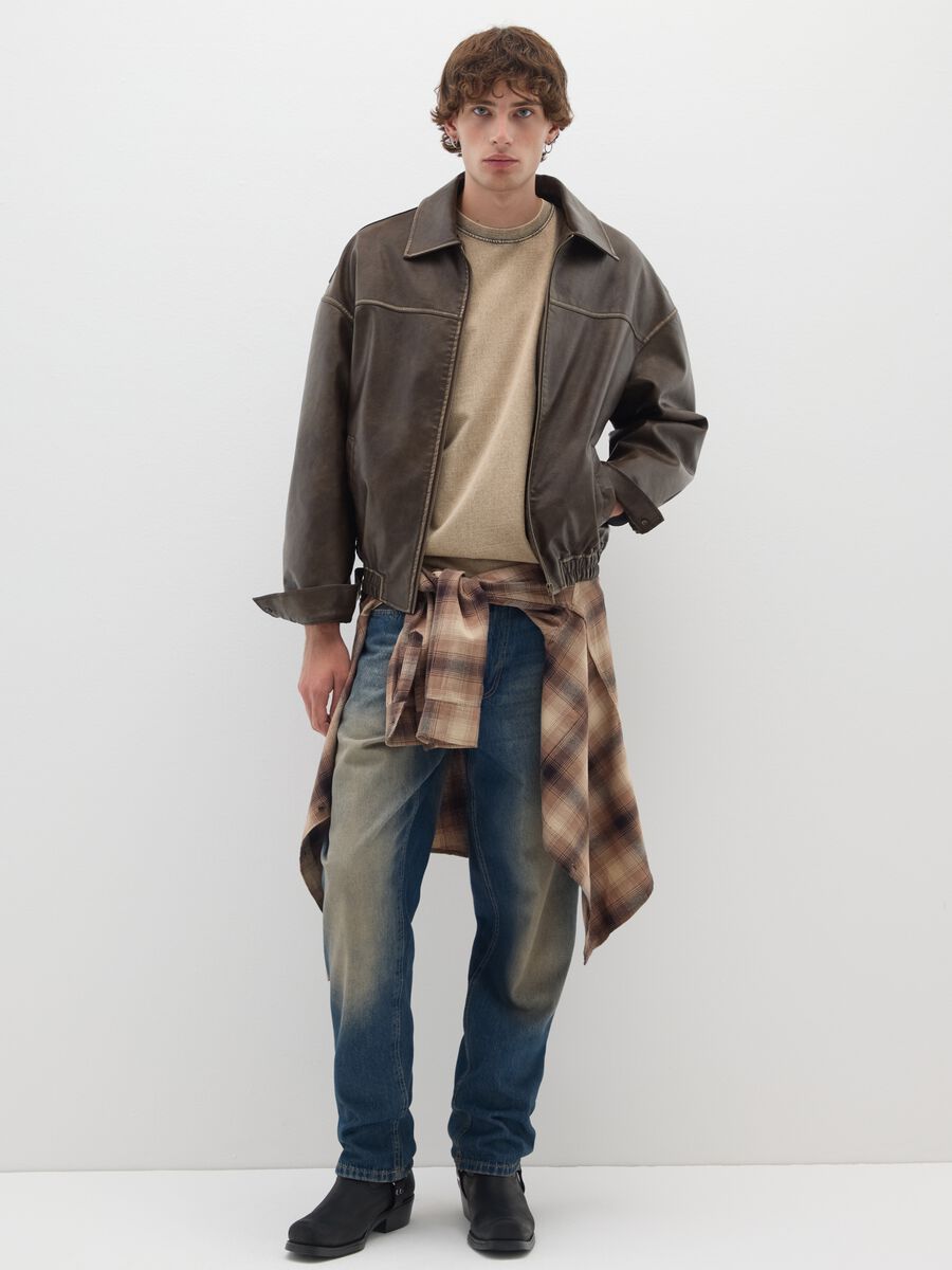Jeans baggy blu in cotone_0
