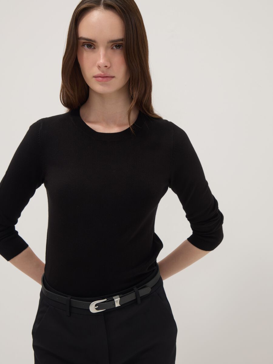 Maglione nero vestibilit&agrave; fitted_0