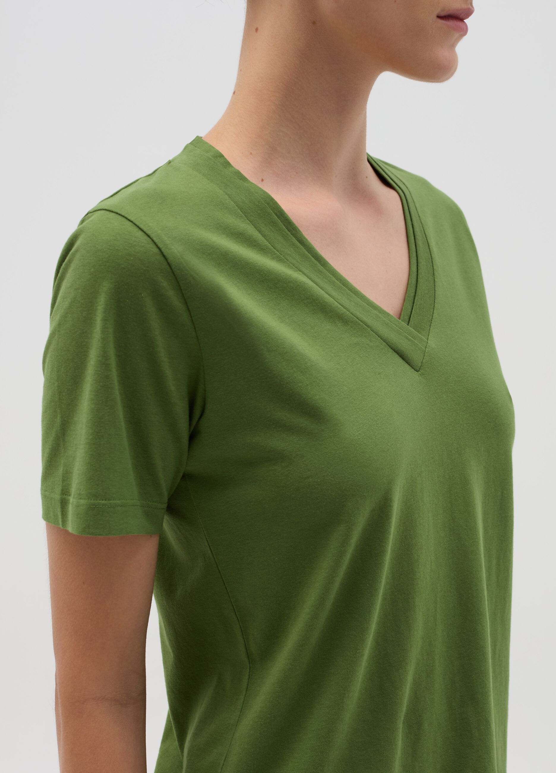 Green T-shirt with V neck