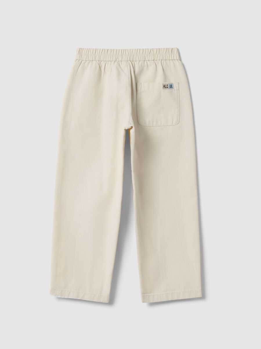Kids' Beige Regular Fit Pure Cotton Trousers_1