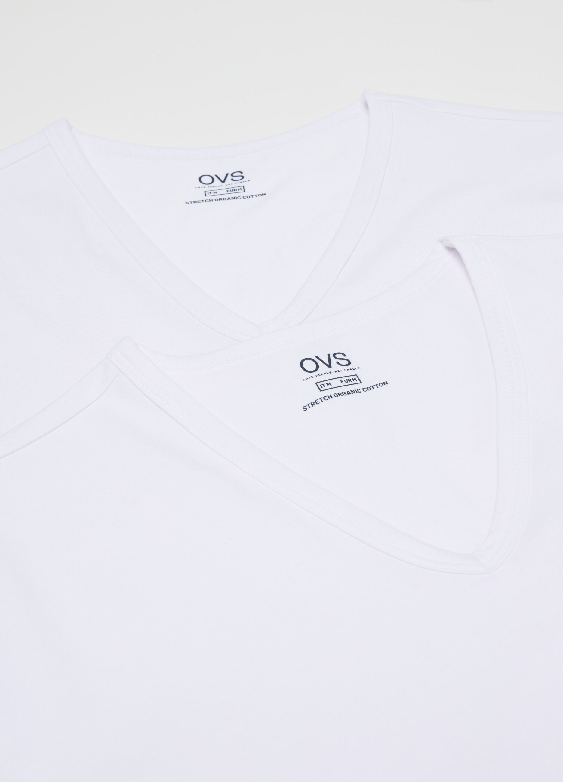 Two-pack organic cotton undershirts with V neck