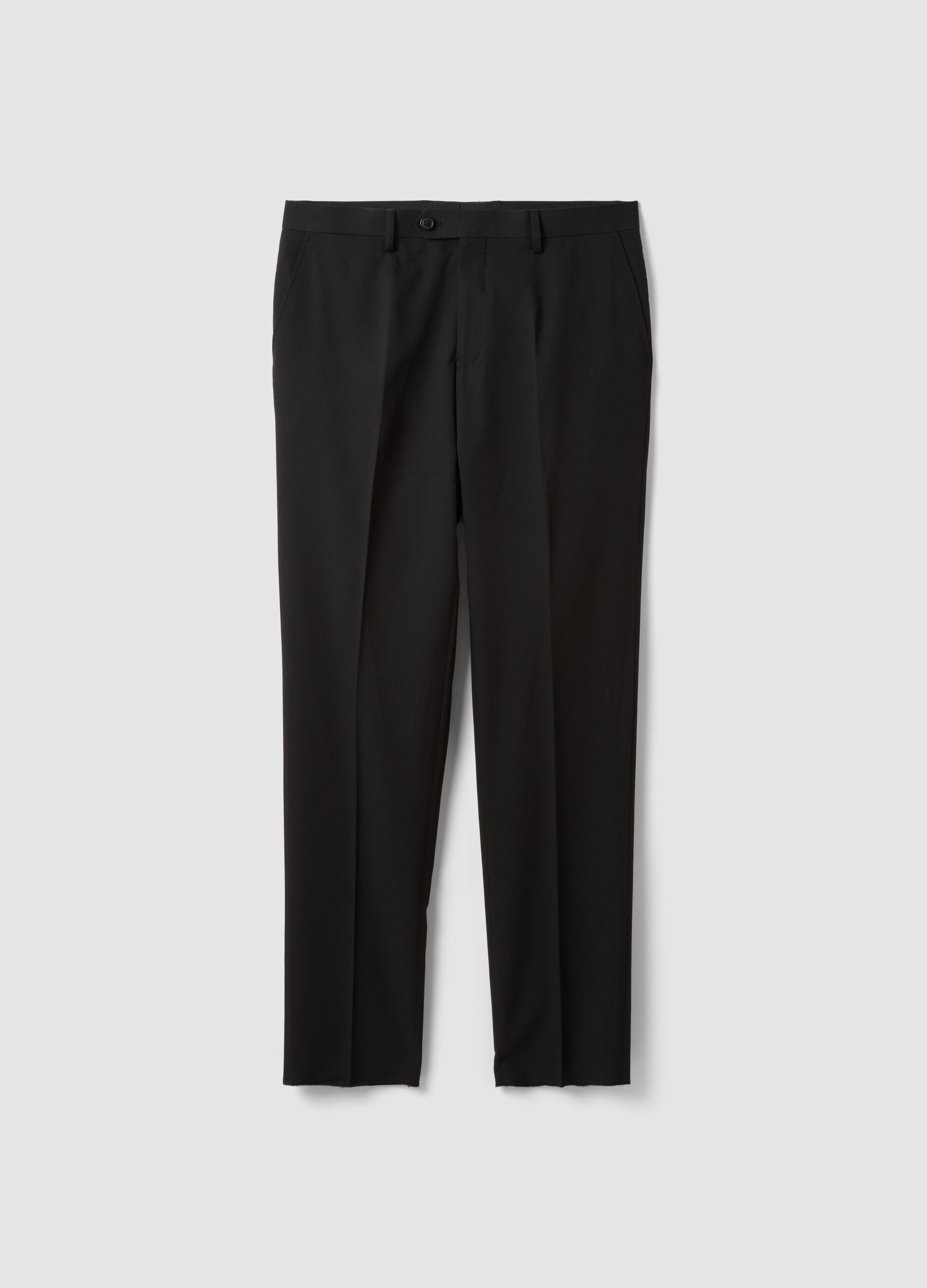 Black regular-fit formal trousers in stretch viscose