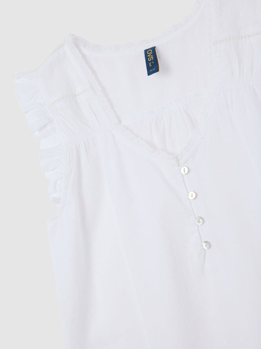 Sleeveless white pure cotton women's dress_5