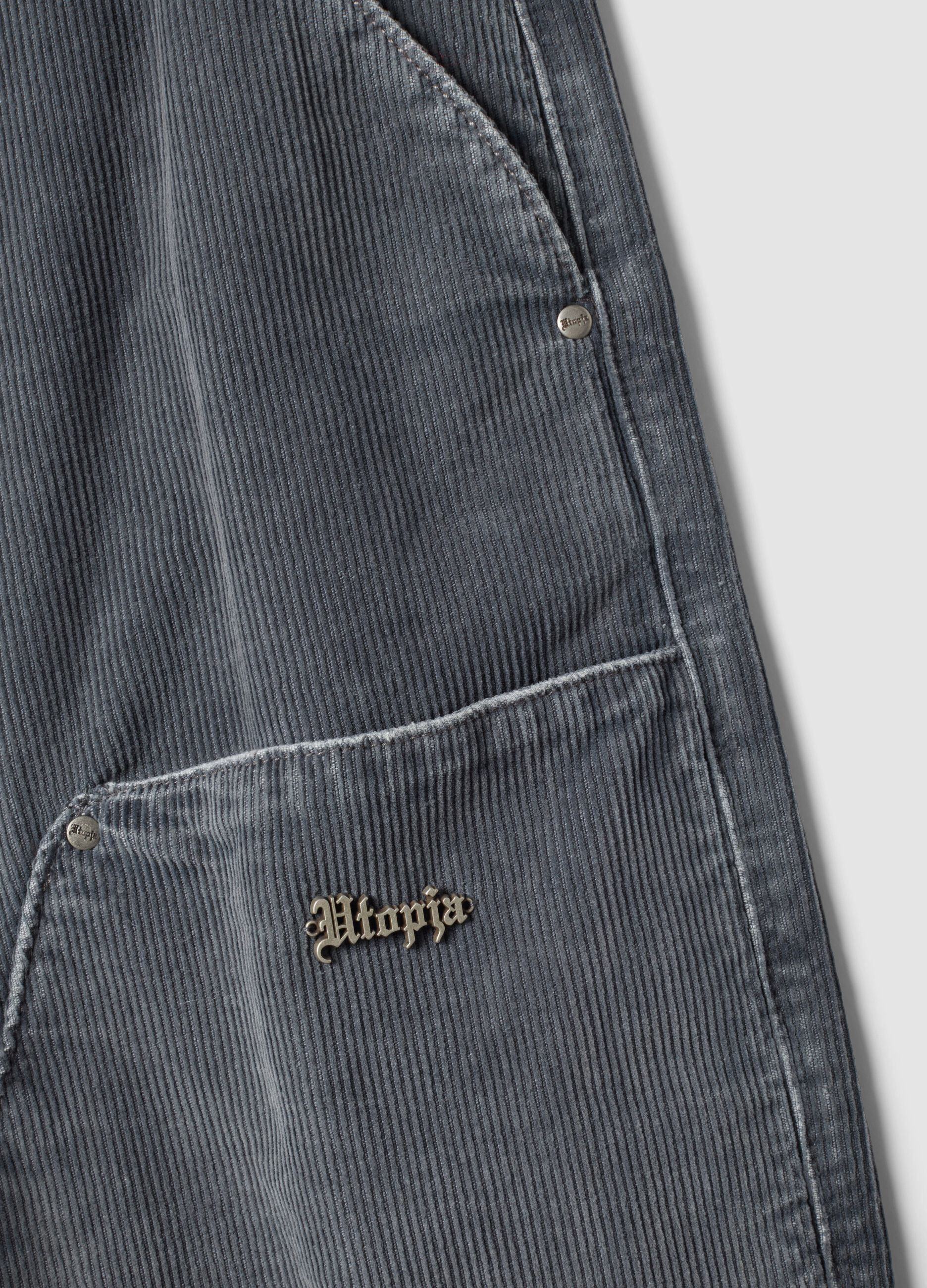 Corduroy Carpernter Pants Washed Grey