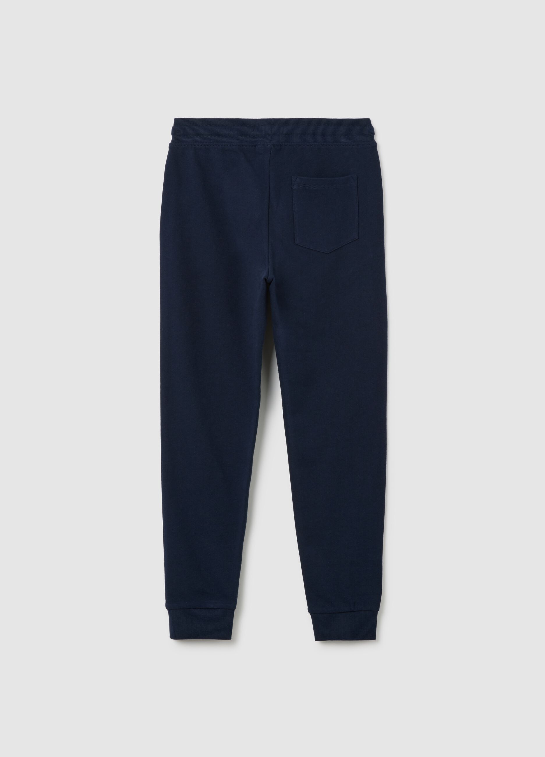 Boys' Blue Regular Fit Cotton Jogger Trousers