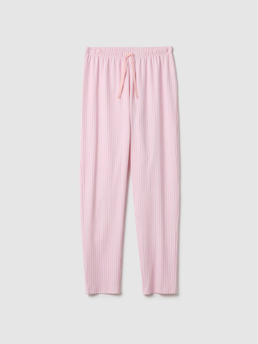 Regular fit pink striped pure cotton pyjama trousers_4