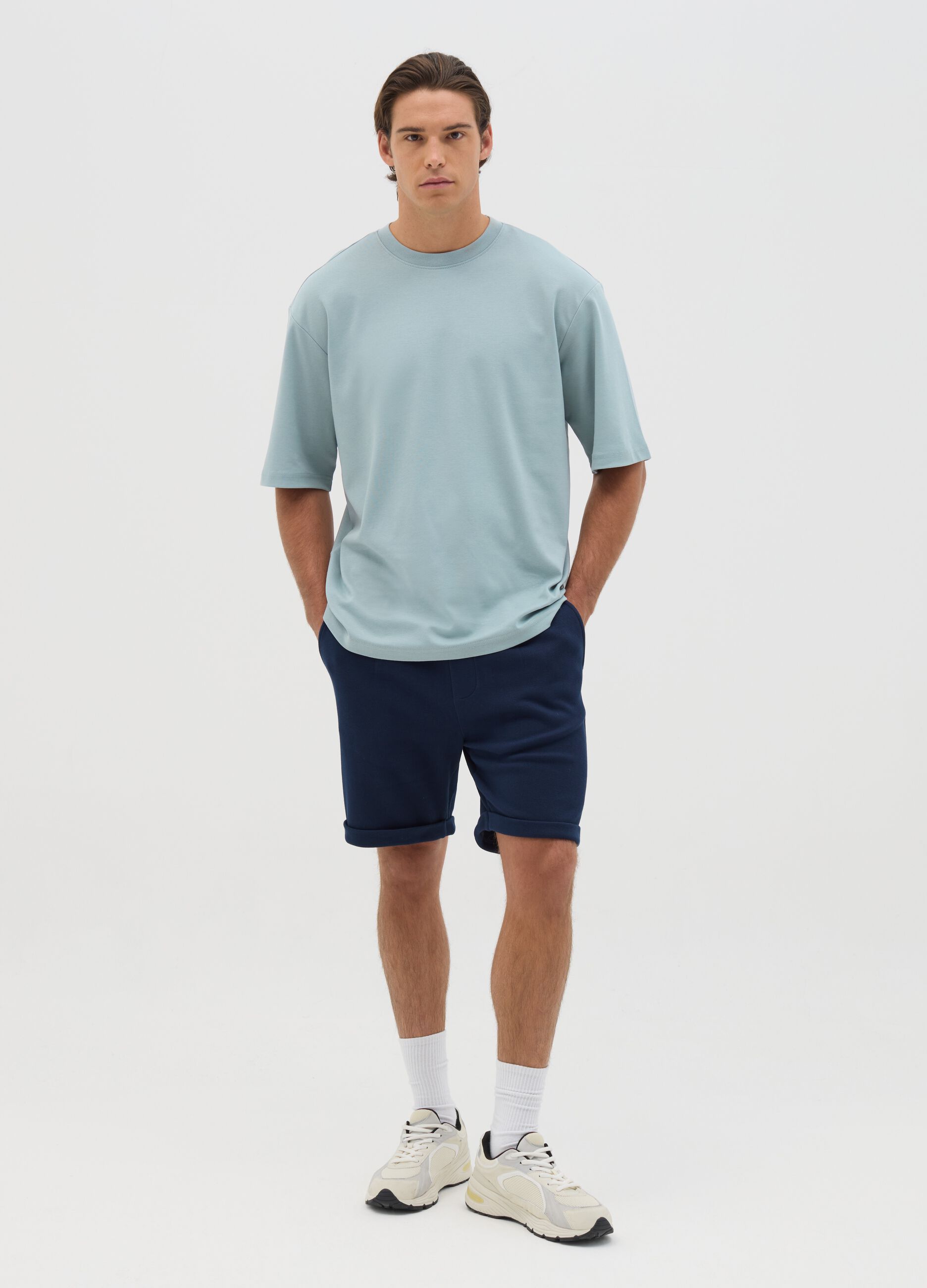 Chino Bermuda shorts in cotton with drawstring