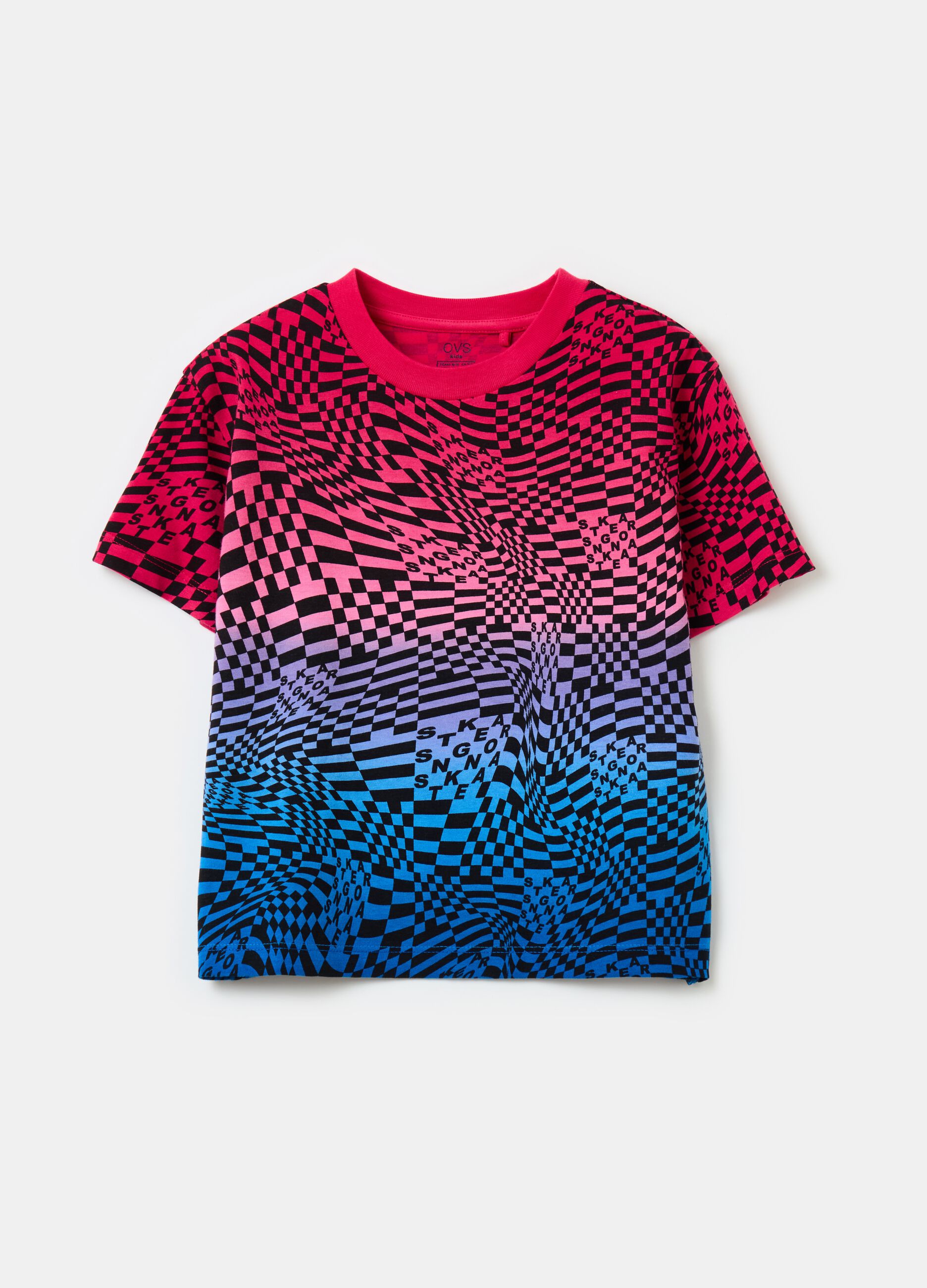 Cotton T-shirt with optical pattern