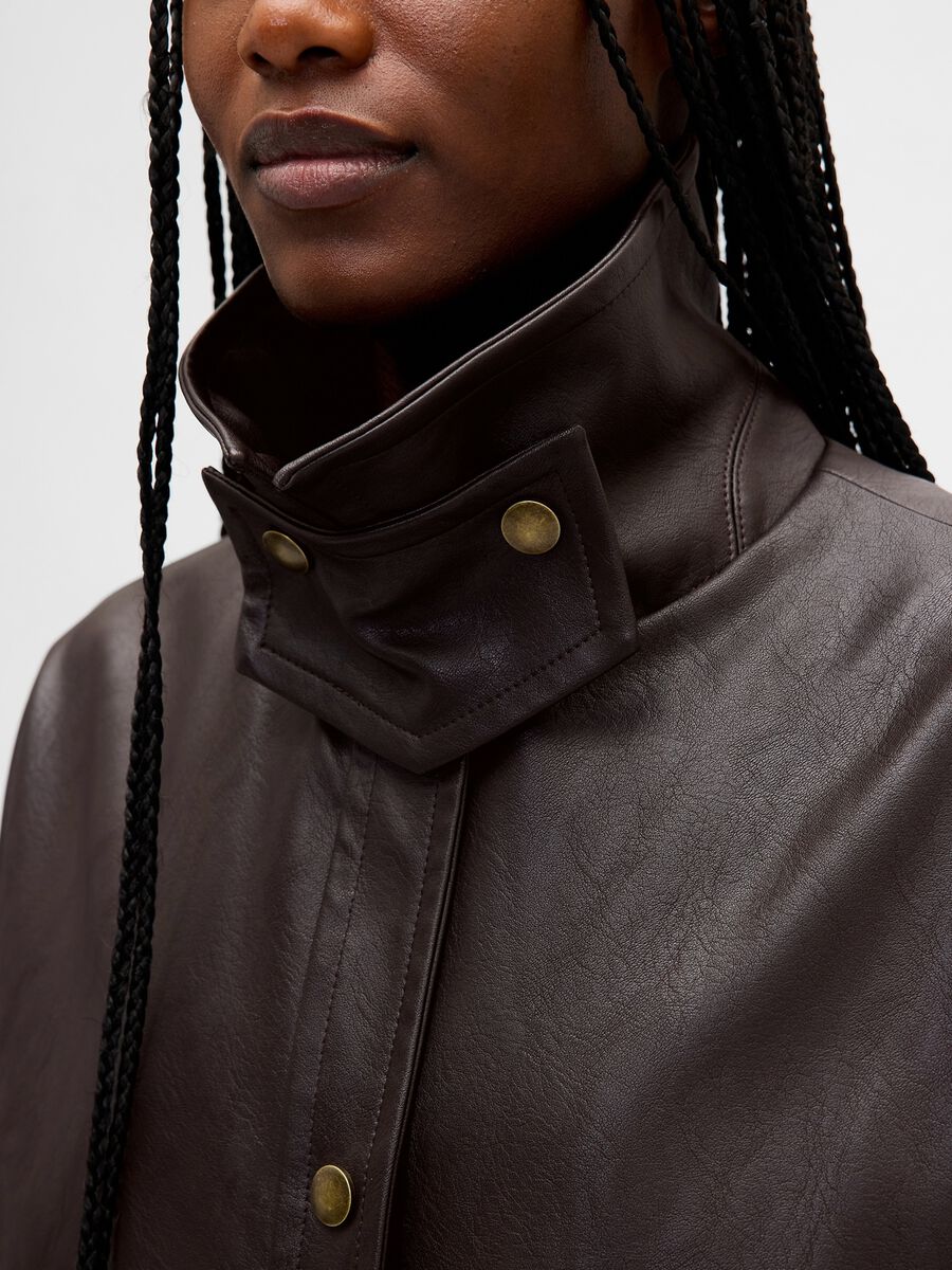 Brown Faux Leather Jacket_3