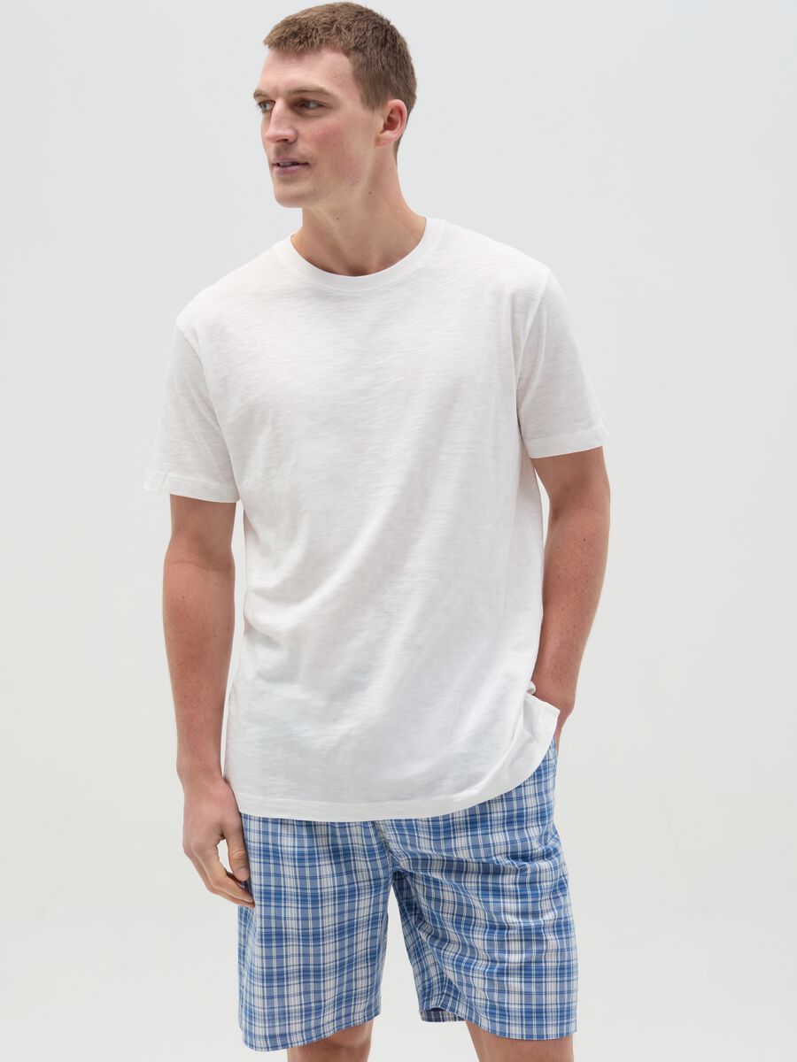 Slub jersey pyjamas with patterned shorts_0