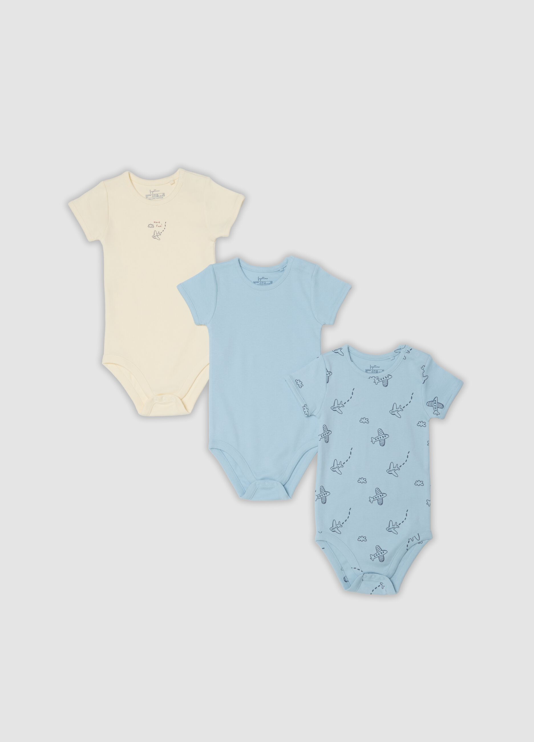 3-pack of multicolour organic cotton baby bodysuits