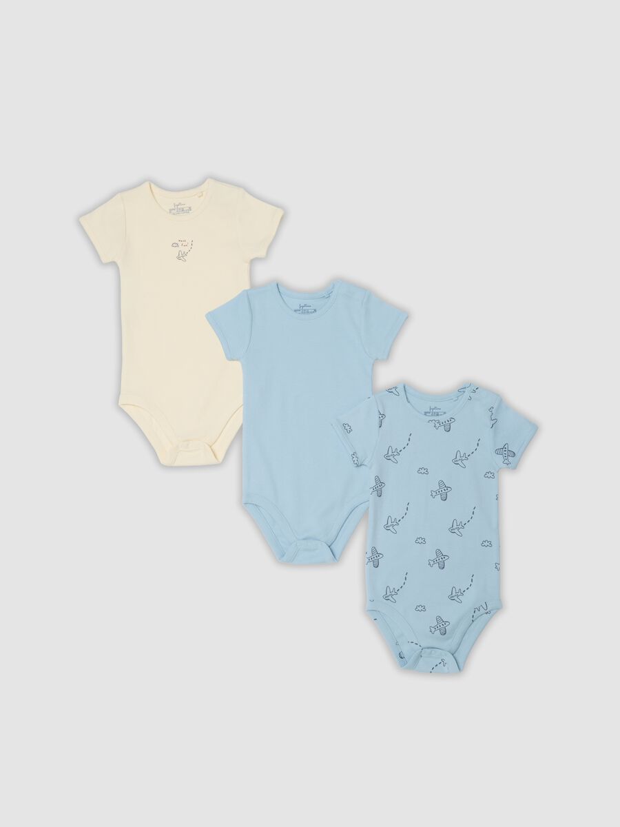 Tripack di body multicolor in puro cotone organico per neonato_0