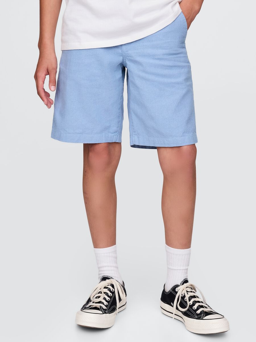 Blue linen and cotton shorts for children_1
