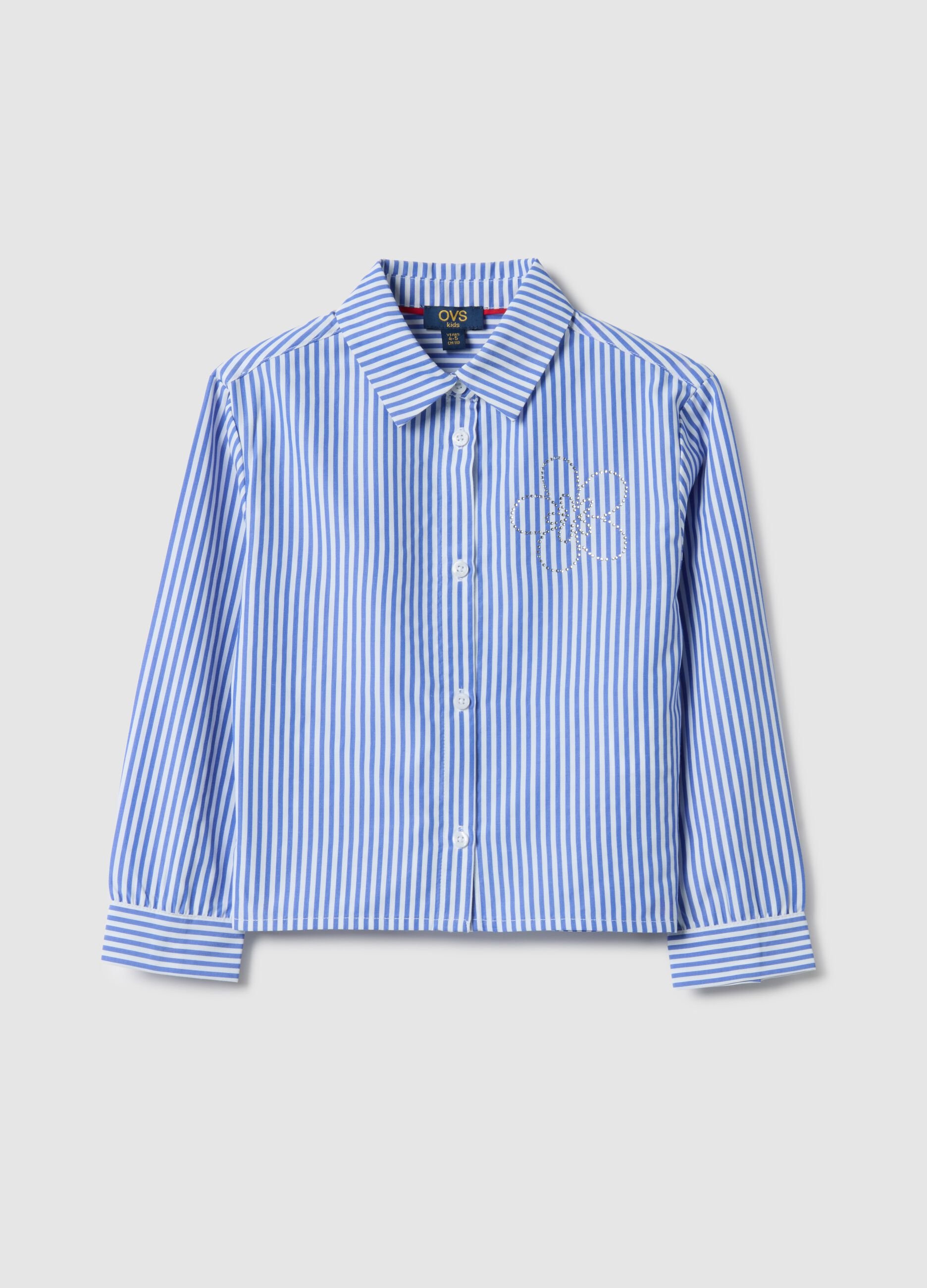 Girls' regular fit multicolour striped cotton shirt