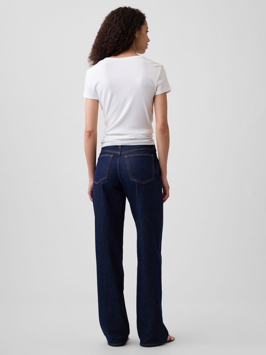 Jeans denim in cotone elasticizzato cinque tasche_2