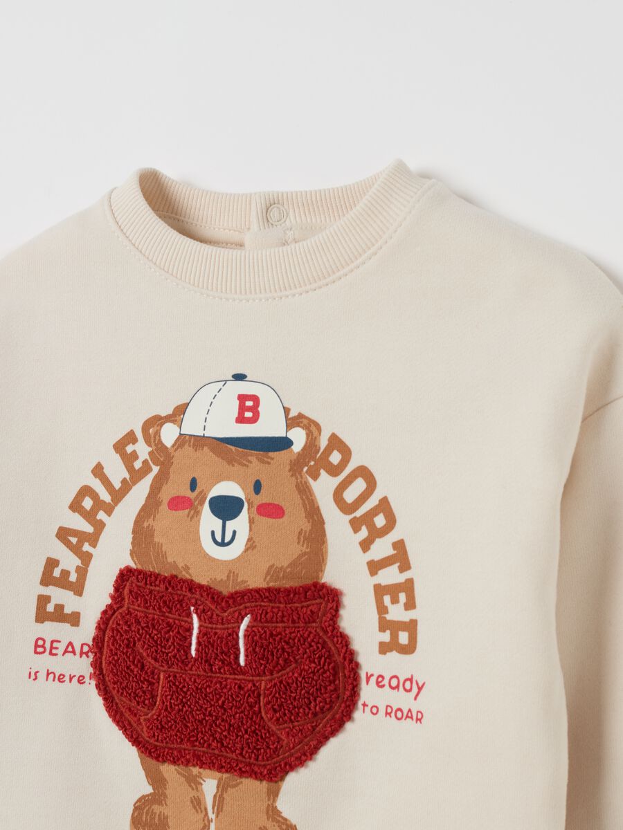 Organic cotton sweatshirt with teddy bear print_2