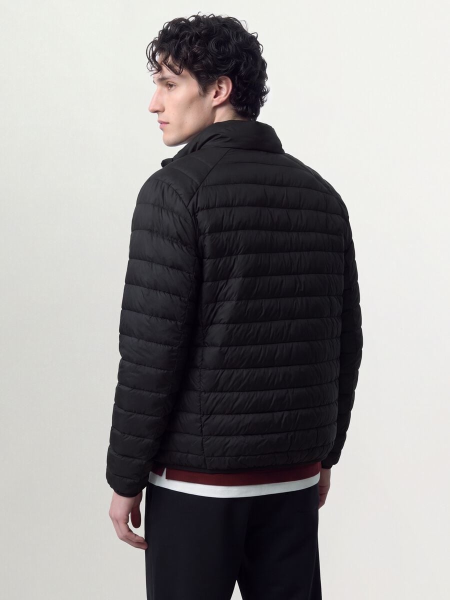 Black Ultralight padded jacket, regular fit, with zip_3
