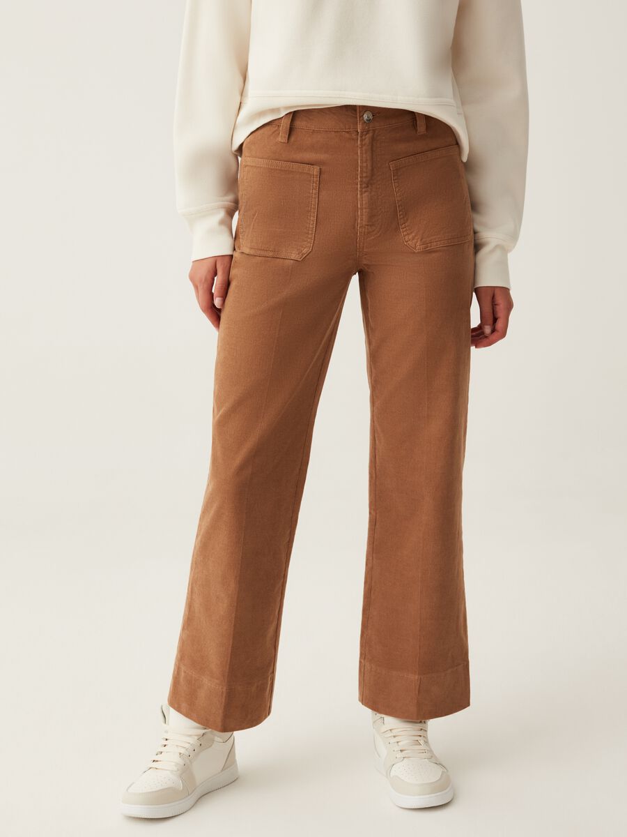 Pantaloni cropped flare fit in corduroy_1