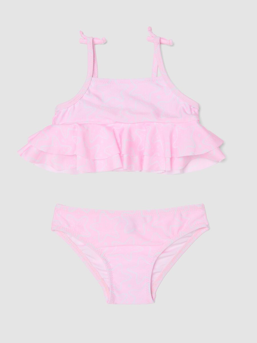Pink stretch bikini with ruffles_0