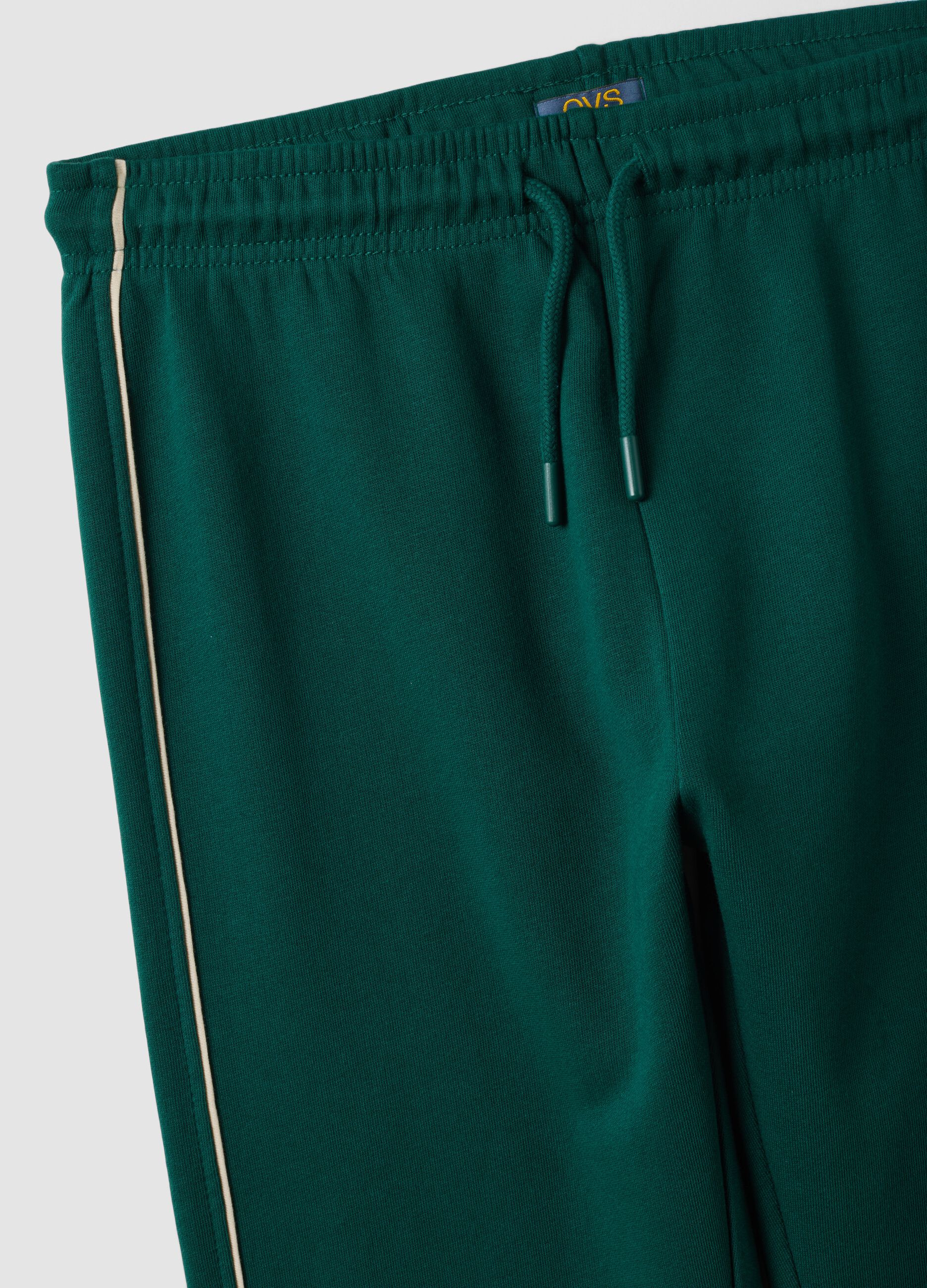 Green cotton jogger trousers, regular fit