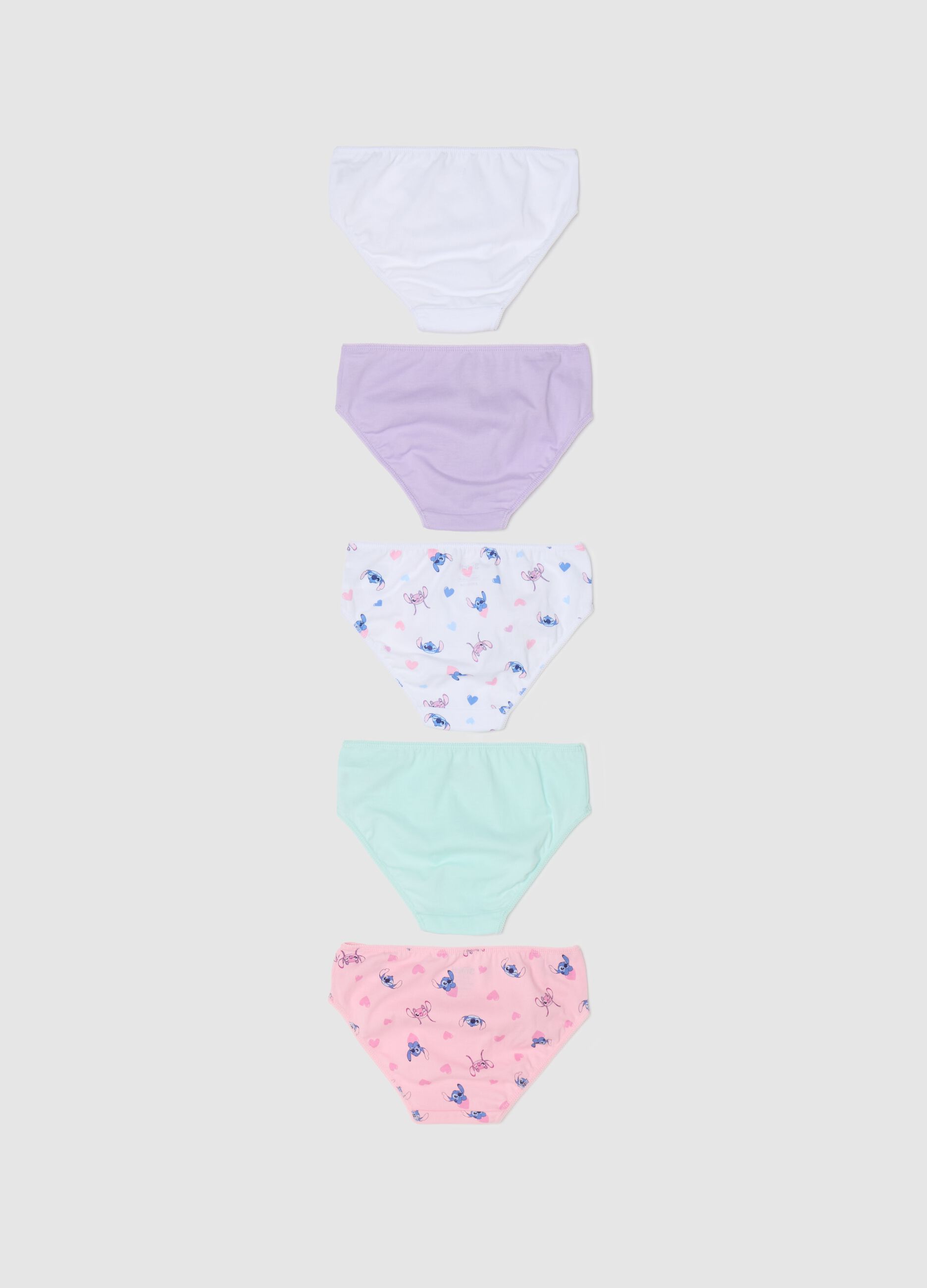 Set cinque slip in cotone stampa Angel & Stitch