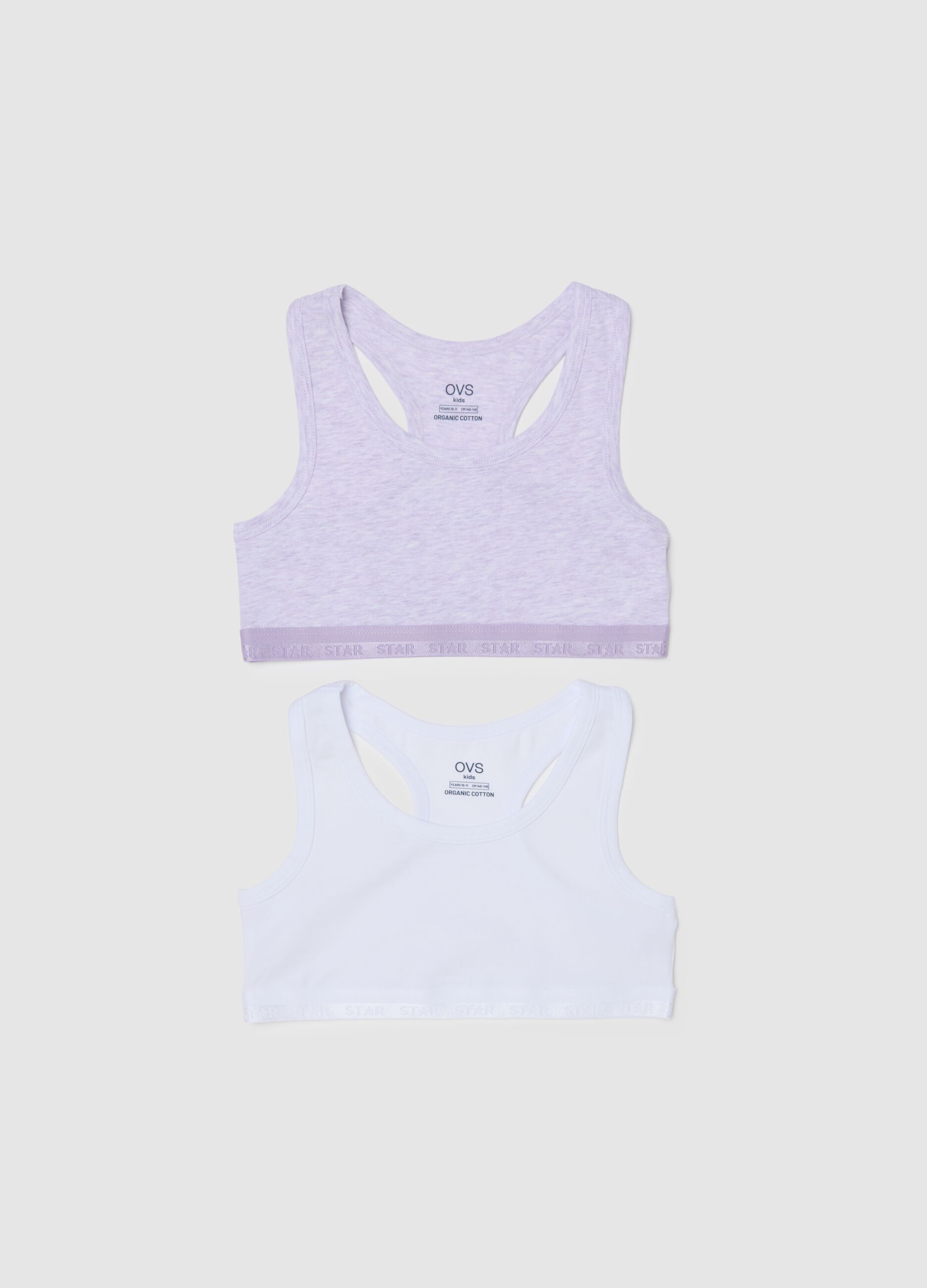 Girls' multicolour stretch cotton sports bras twin pack