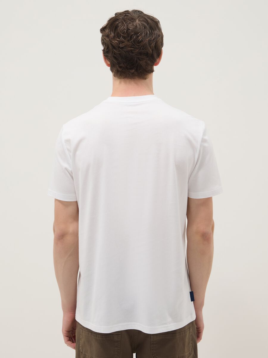 White pure cotton T-shirt with print, regular fit_3