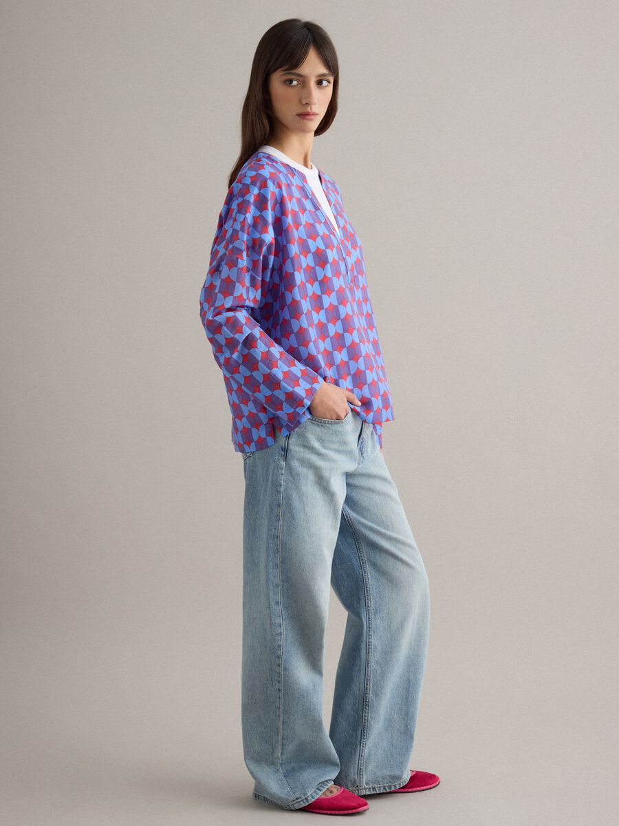 Multicolour Lyocell blend shirt, regular fit, deep V_3
