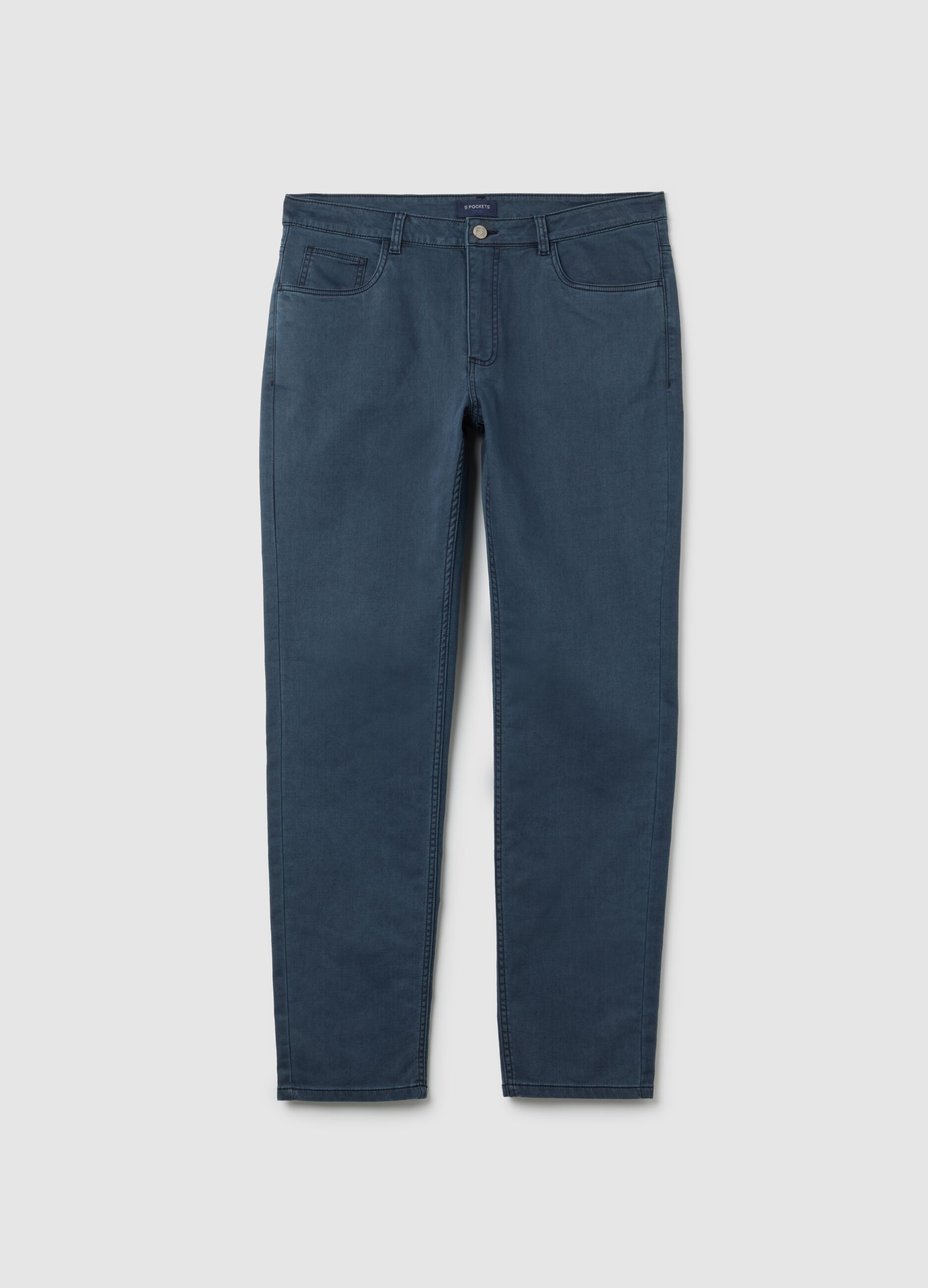Slim fit blue stretch cotton trousers