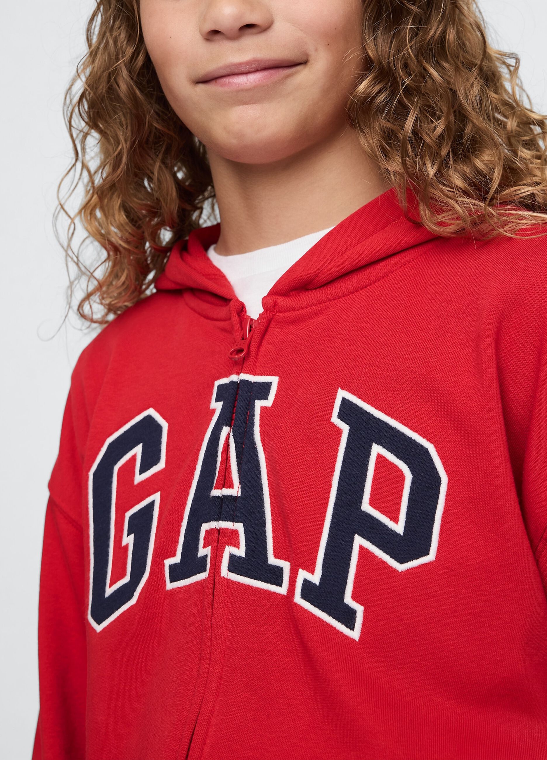Felpa rossa con cappuccio e logo GAP