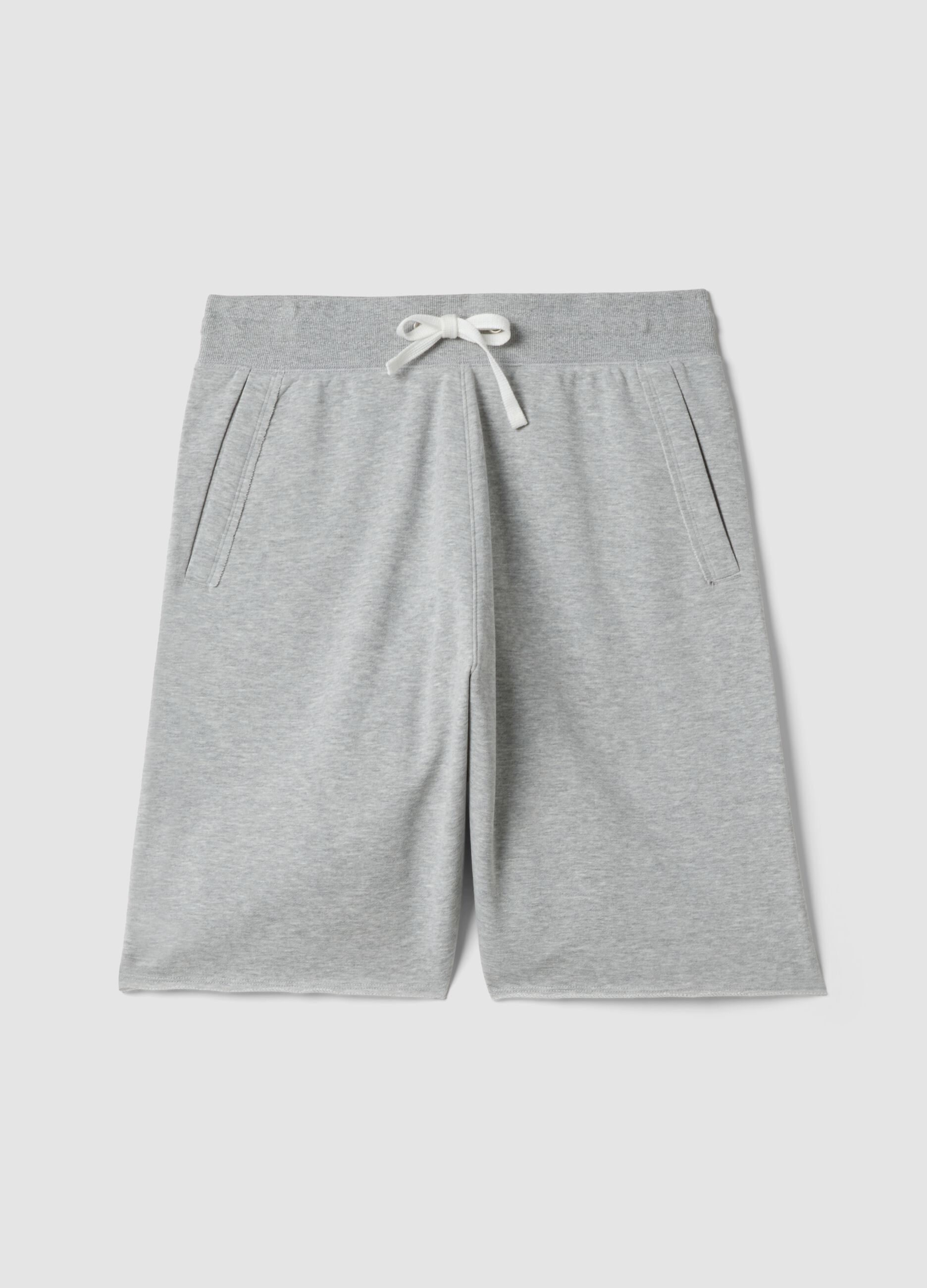 Pantaloni corti grigi in misto cotone relaxed fit