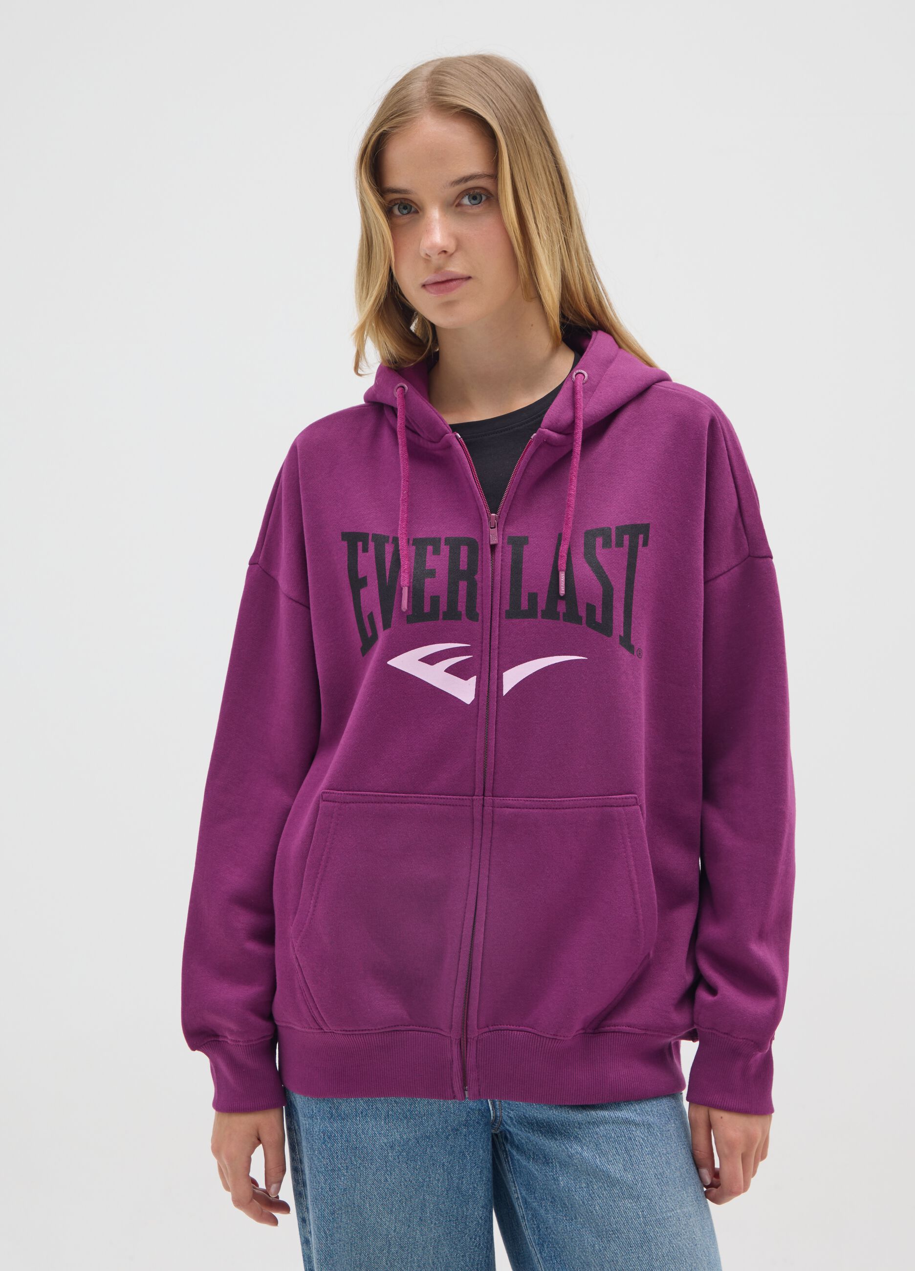 Purple cotton blend sweatshirt regular fit