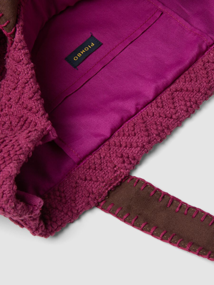 Pink cotton-blend bag with raised textured finish_3