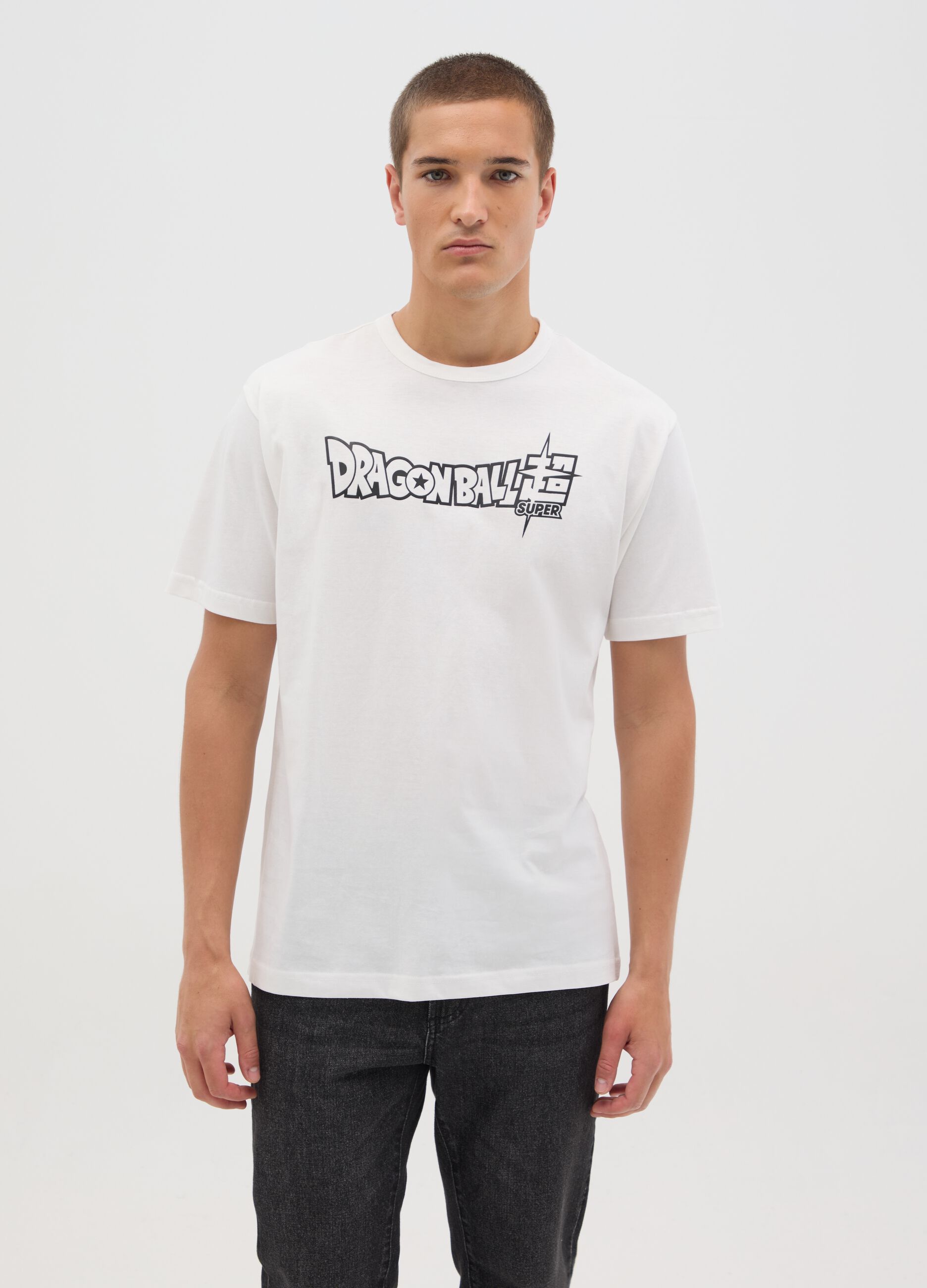 White T-shirt with Dragon Ball Super logo