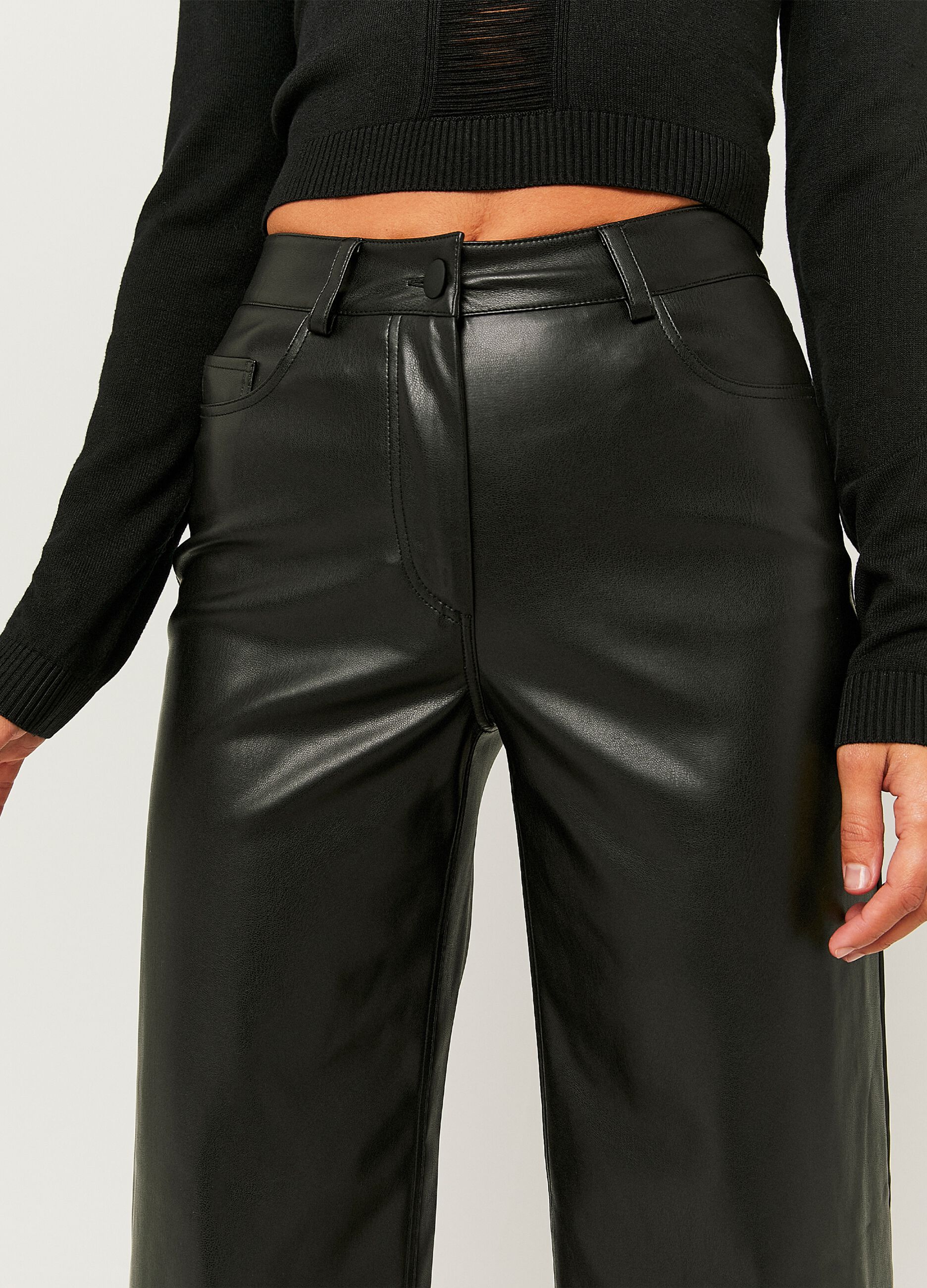 Pantaloni wide leg effetto lucido_2
