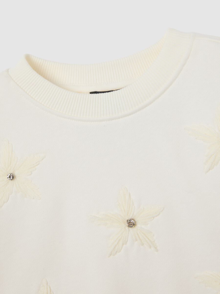 White Sweatshirt with Floral Embroidery_2