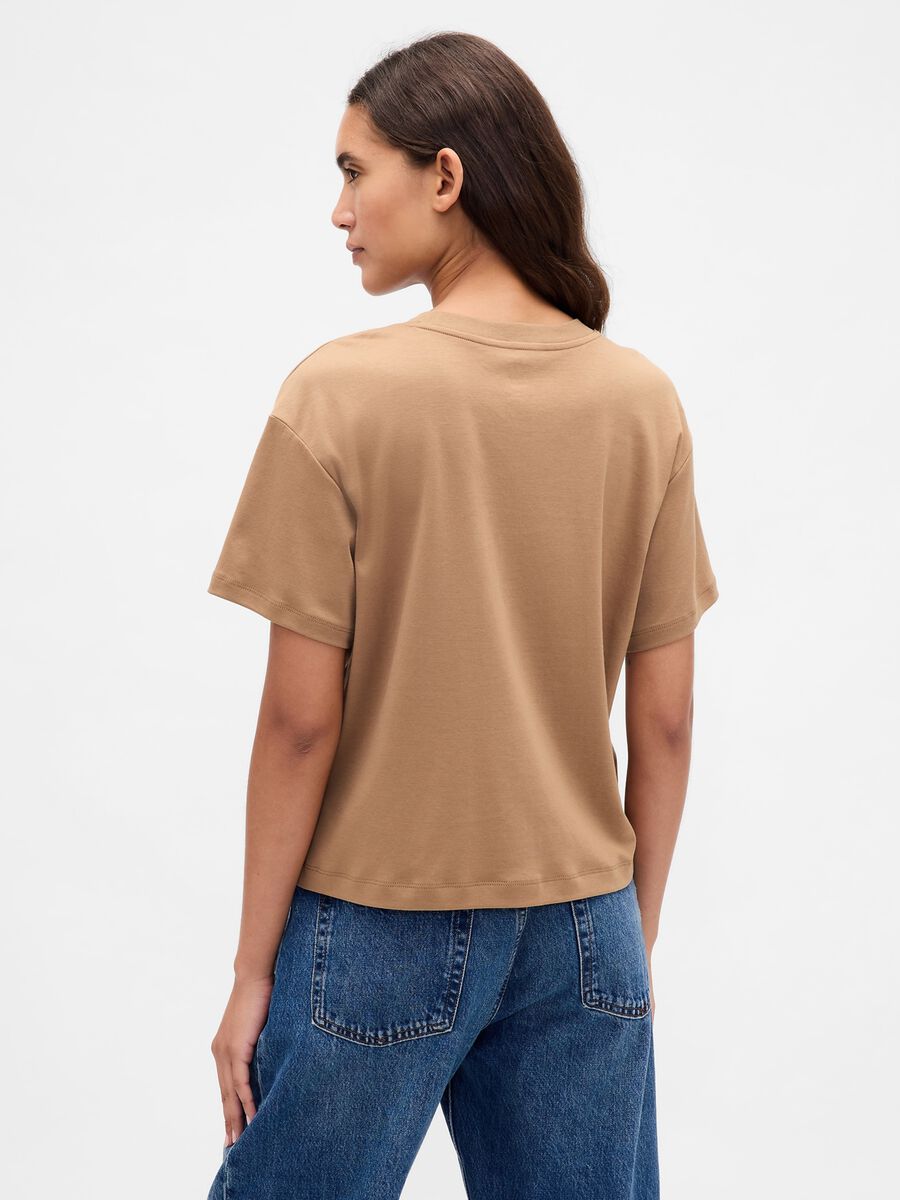 Brown short sleeve cotton T-shirt_1