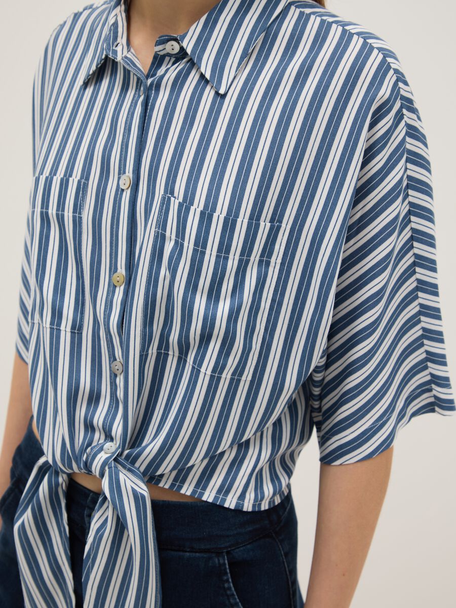 Camicia in pura viscosa a righe multicolor regular fit_3